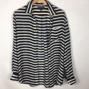 Banana republic blue and white blouse